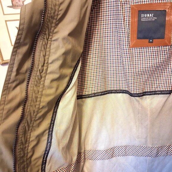 NWT Signal Hooded Gray Olive Green Lined Trench Coat Outerwear M - Picture 10 of 15